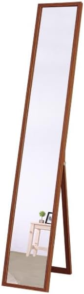 Simple natural wood grain slim stand mirror