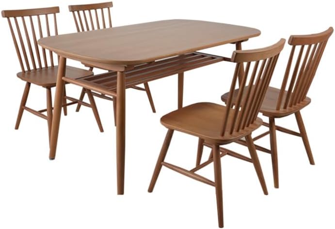 Natural modern dining set with natural wood shelf