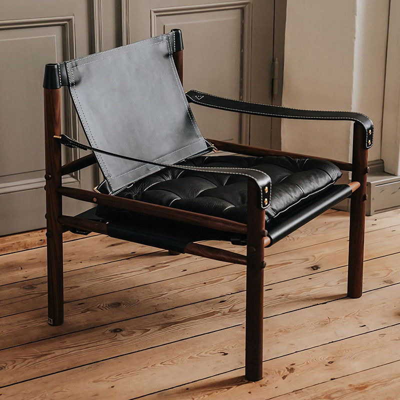 Scandinavian style genuine leather safari chair