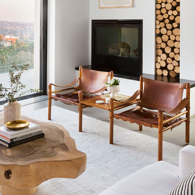 Scandinavian style genuine leather safari chair