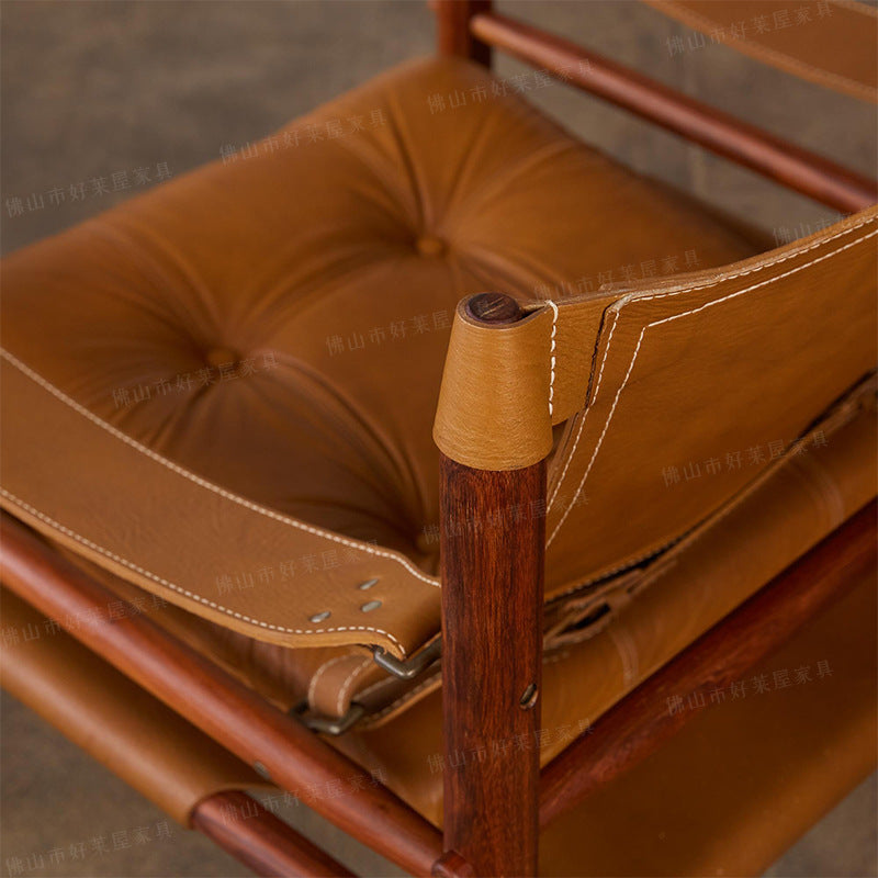 Scandinavian style genuine leather safari chair