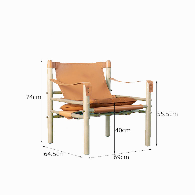 Scandinavian style genuine leather safari chair