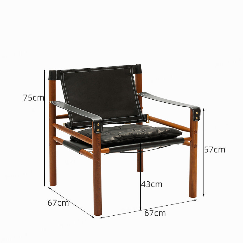 Scandinavian style genuine leather safari chair