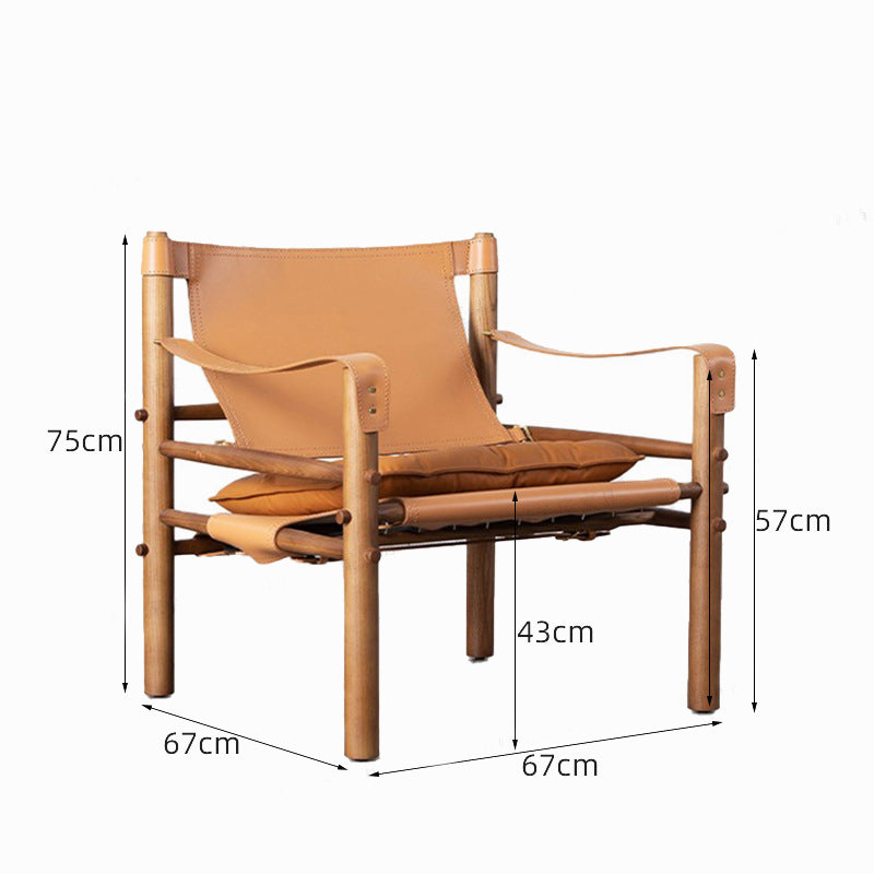 Scandinavian style genuine leather safari chair