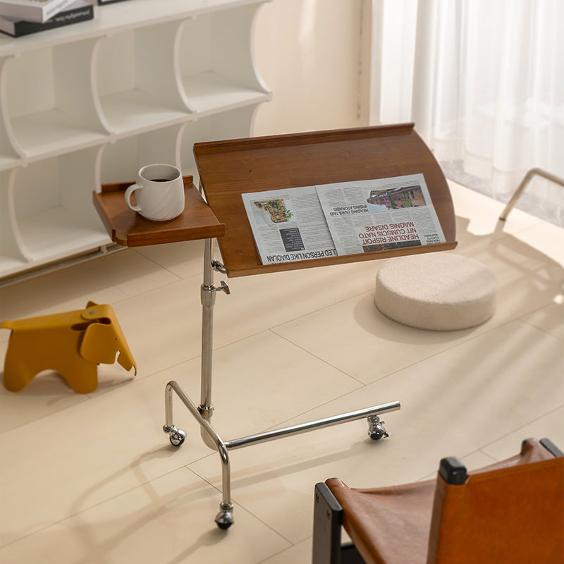 Wooden side desk with casters