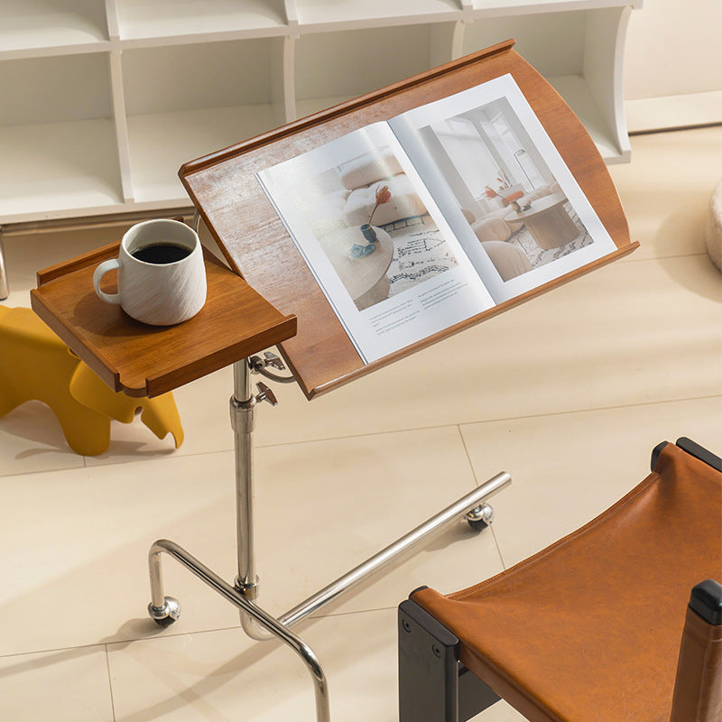 Wooden side desk with casters