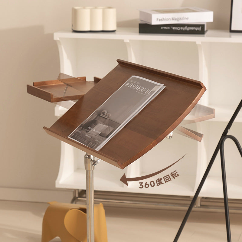 Wooden side desk with casters