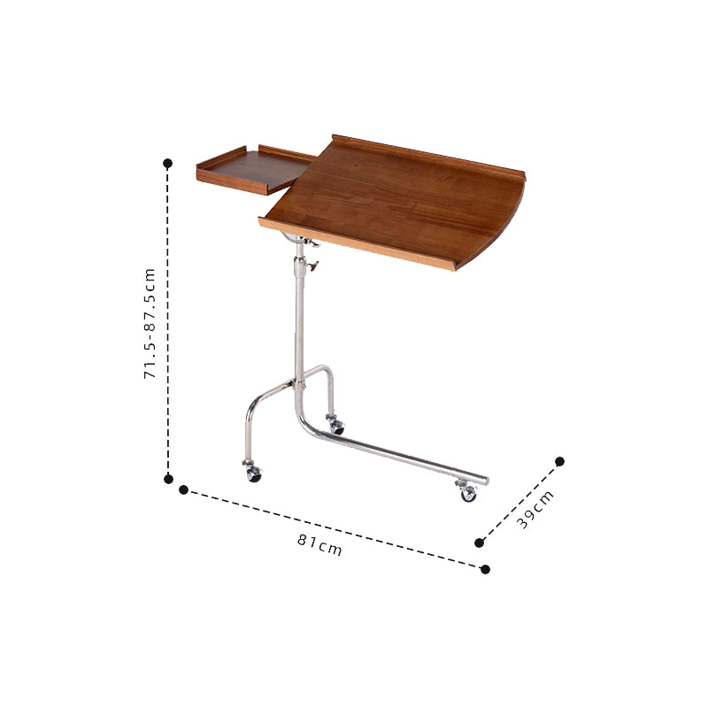Wooden side desk with casters