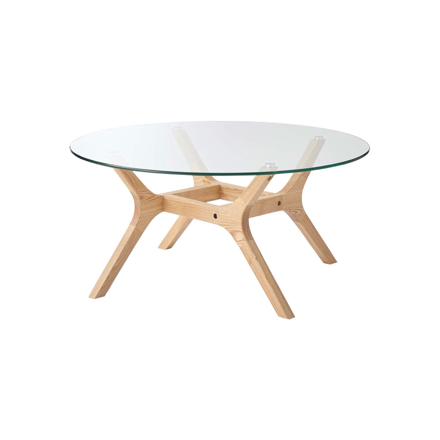 ラウンドガラステーブル ナチュラル