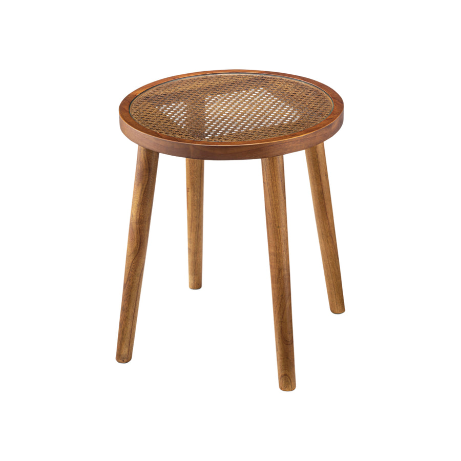 ラウンドガラステーブル M ブラウン