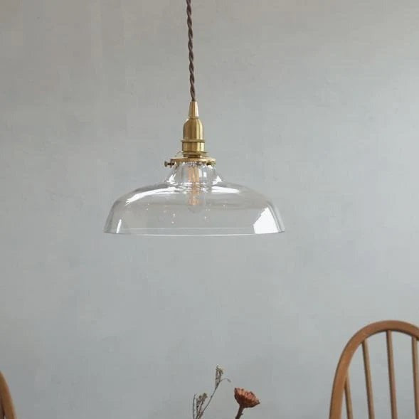 1 Light Glass Shade Pendant Lamp Bump Brass