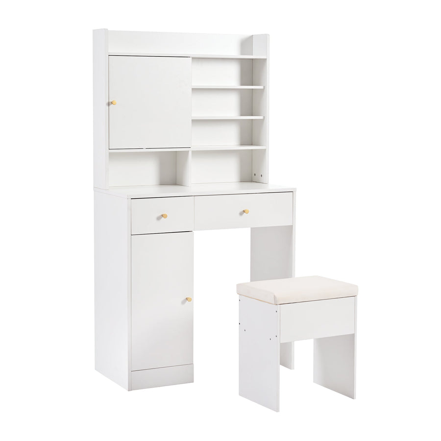 Vanity desk dresser with stool