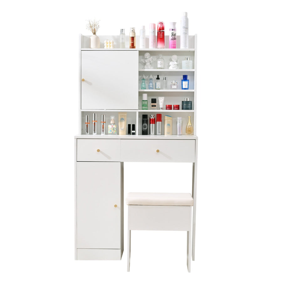 Vanity desk dresser with stool