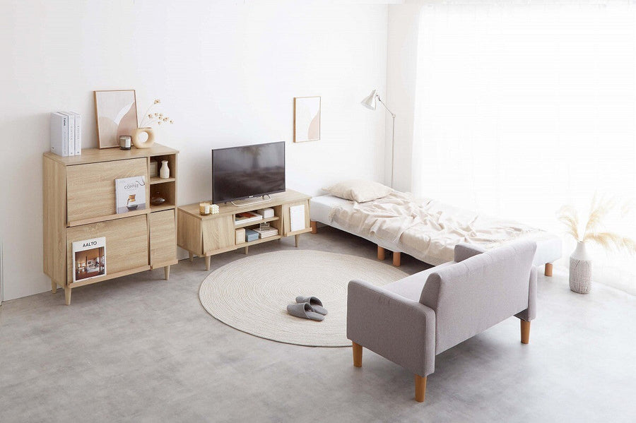 Compact flap door TV stand