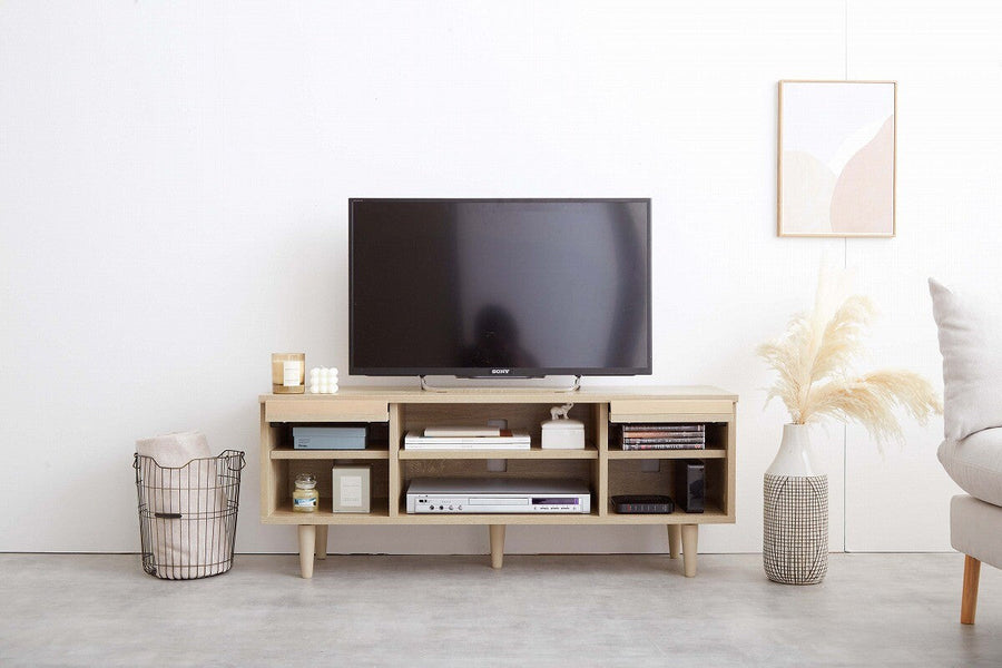Compact flap door TV stand