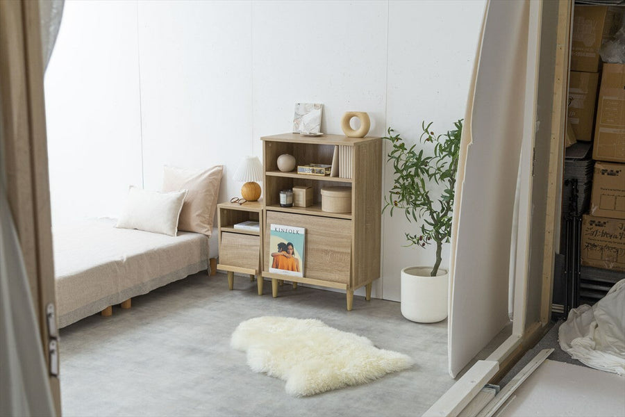 Nordic wooden flap door side cabinet