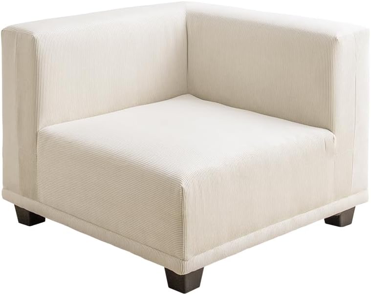 Scandinavian style natural wood frame corduroy corner sofa