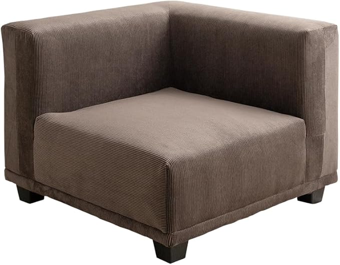 Scandinavian style natural wood frame corduroy corner sofa