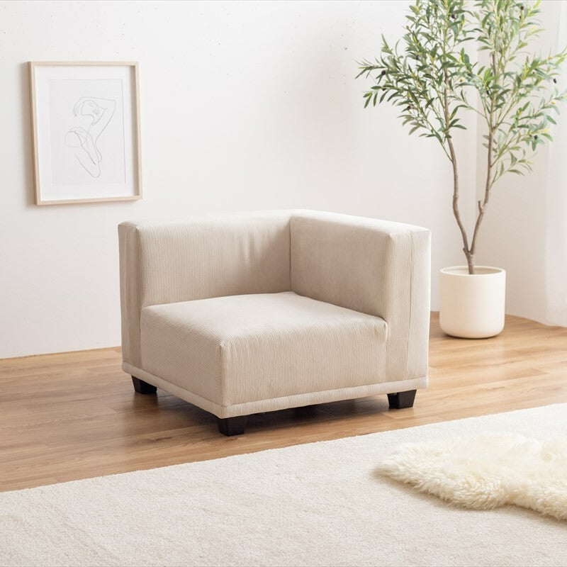 Scandinavian style natural wood frame corduroy corner sofa