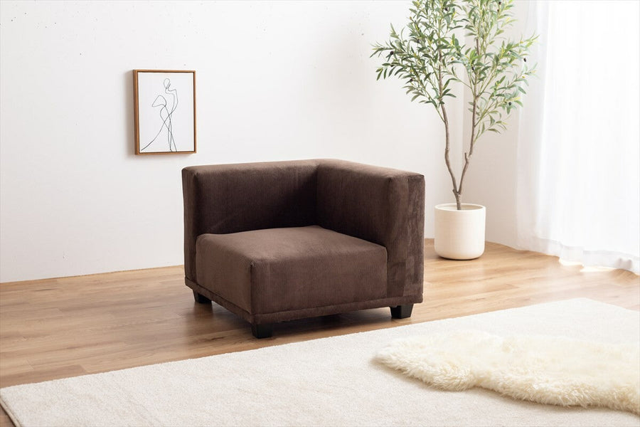 Scandinavian style natural wood frame corduroy corner sofa