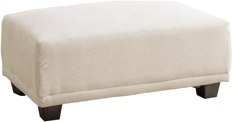 Scandinavian style natural wood frame corduroy ottoman