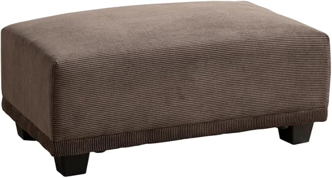 Scandinavian style natural wood frame corduroy ottoman