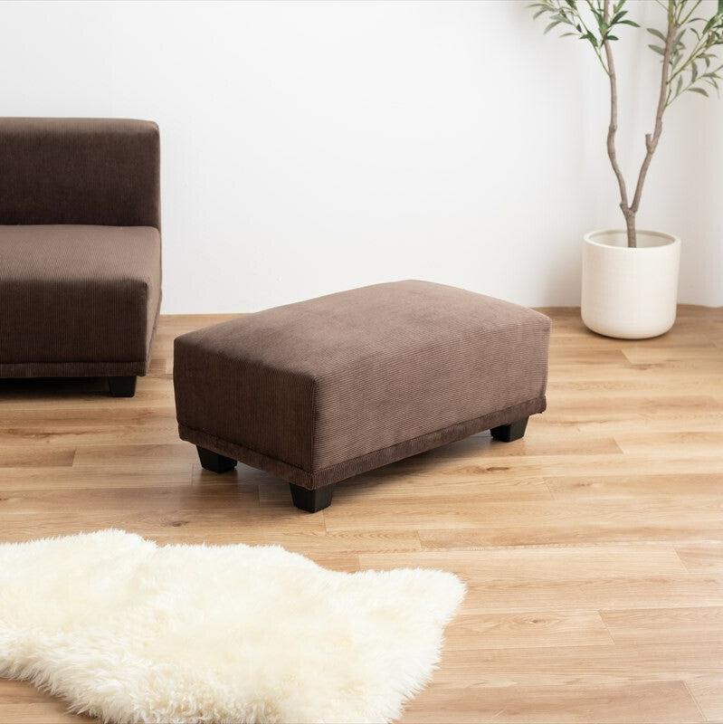 Scandinavian style natural wood frame corduroy ottoman