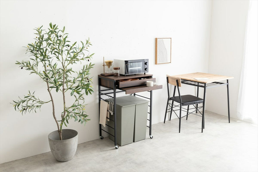 Scandinavian style 60cm wide low-type trash can with power outlet and top rack