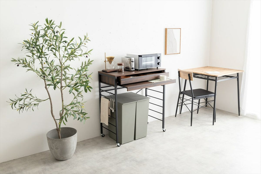 Scandinavian style 80cm wide low-type trash can with outlet and shelf