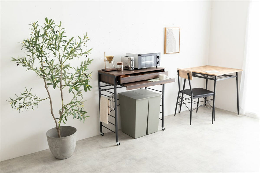Scandinavian style 80cm wide low-type trash can with outlet and shelf