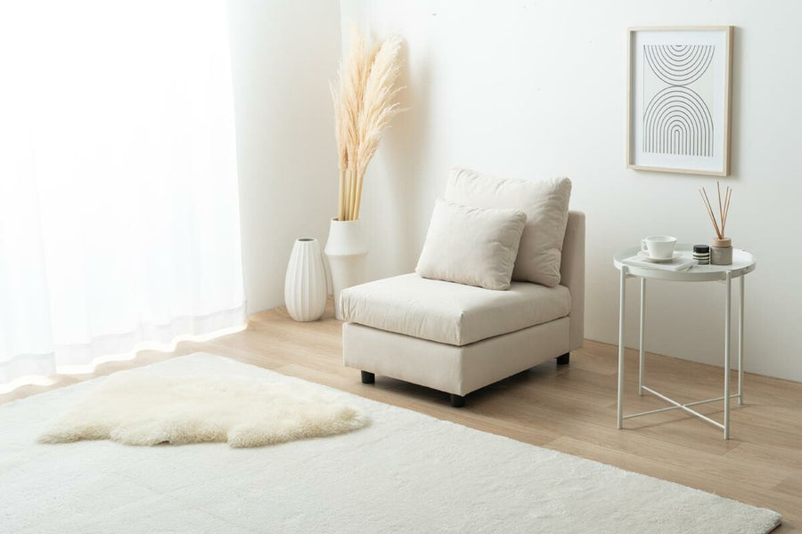 Scandinavian 3-seater couch set of 4 (2 corner sofas, 1-seater sofa, ottoman)