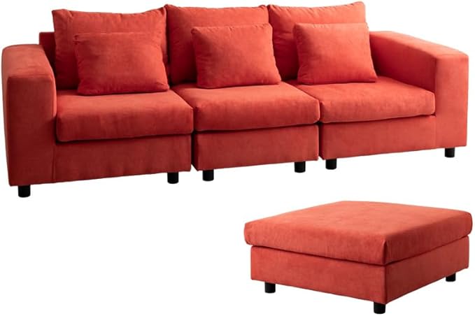 Scandinavian 3-seater couch set of 4 (2 corner sofas, 1-seater sofa, ottoman)