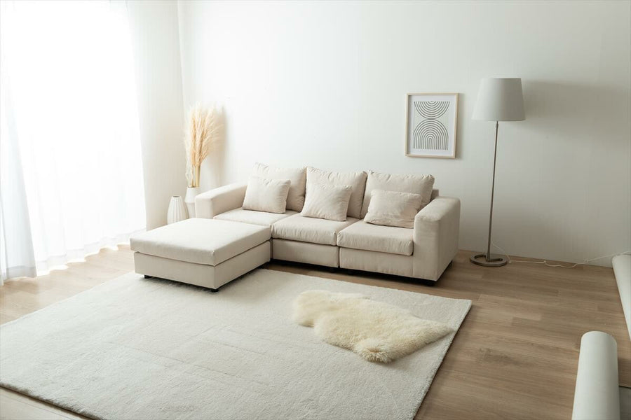 Scandinavian 3-seater couch set of 4 (2 corner sofas, 1-seater sofa, ottoman)