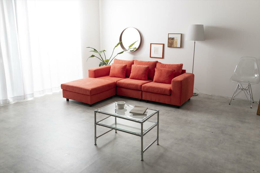 Scandinavian 3-seater couch set of 4 (2 corner sofas, 1-seater sofa, ottoman)