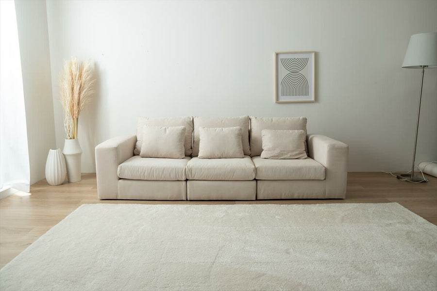 Scandinavian 3-seater couch set of 4 (2 corner sofas, 1-seater sofa, ottoman)