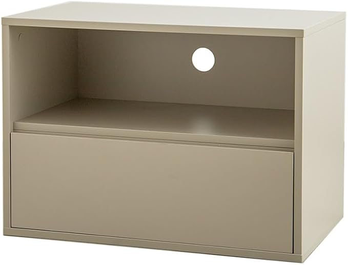 Nordic wooden combination TV stand (open storage + drawer)