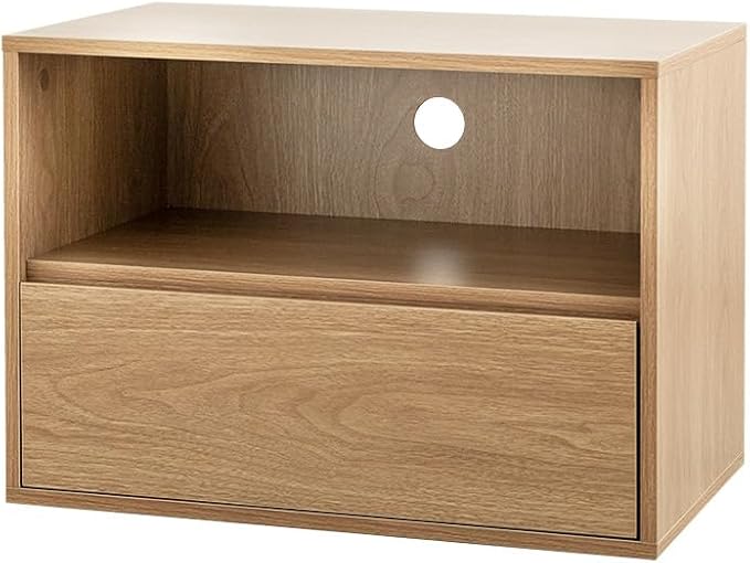 Nordic wooden combination TV stand (open storage + drawer)