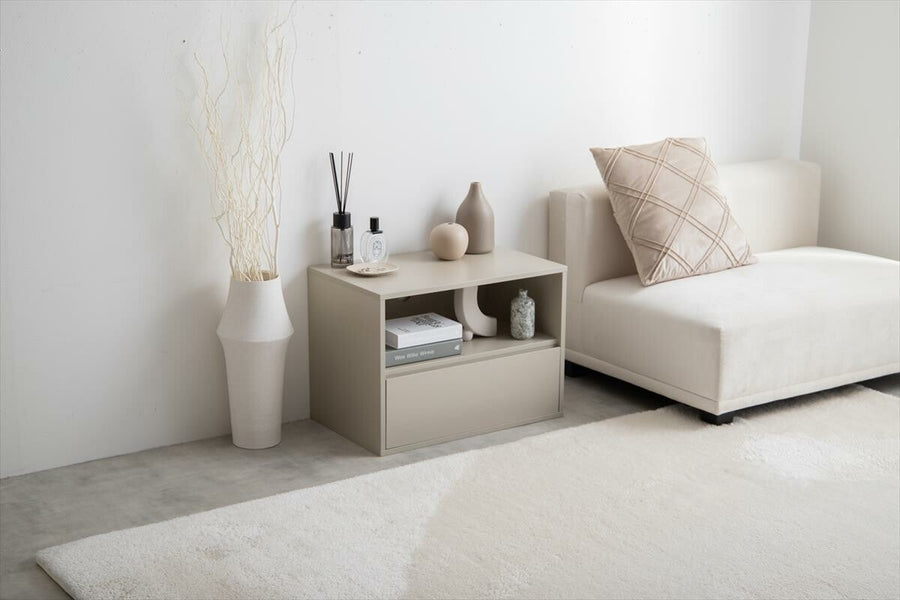 Nordic wooden combination TV stand (open storage + drawer)