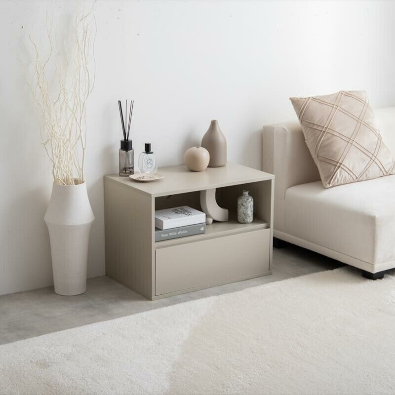 Nordic wooden combination TV stand (open storage + drawer)