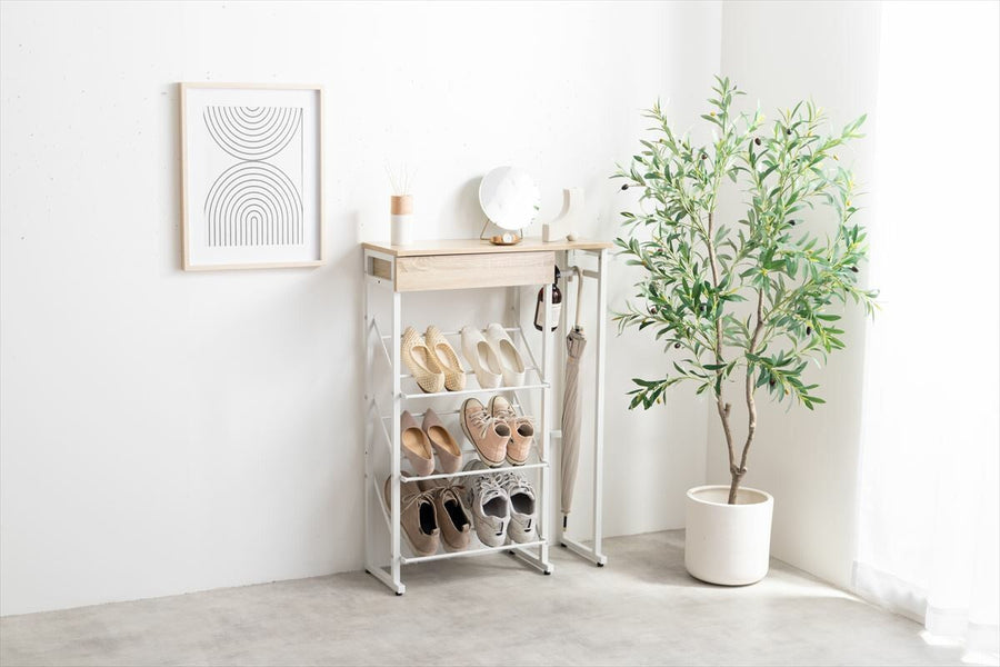 Nordic umbrella stand with drawers and wooden top shoe rack