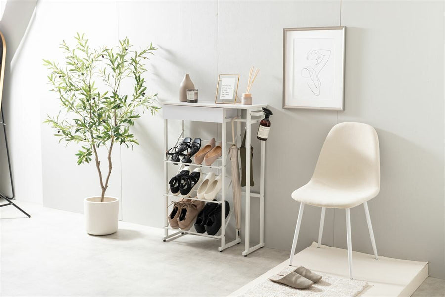 Nordic umbrella stand with drawers and wooden top shoe rack