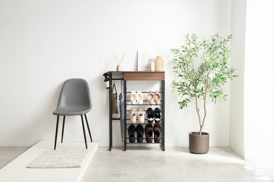 Nordic umbrella stand with drawers and wooden top shoe rack