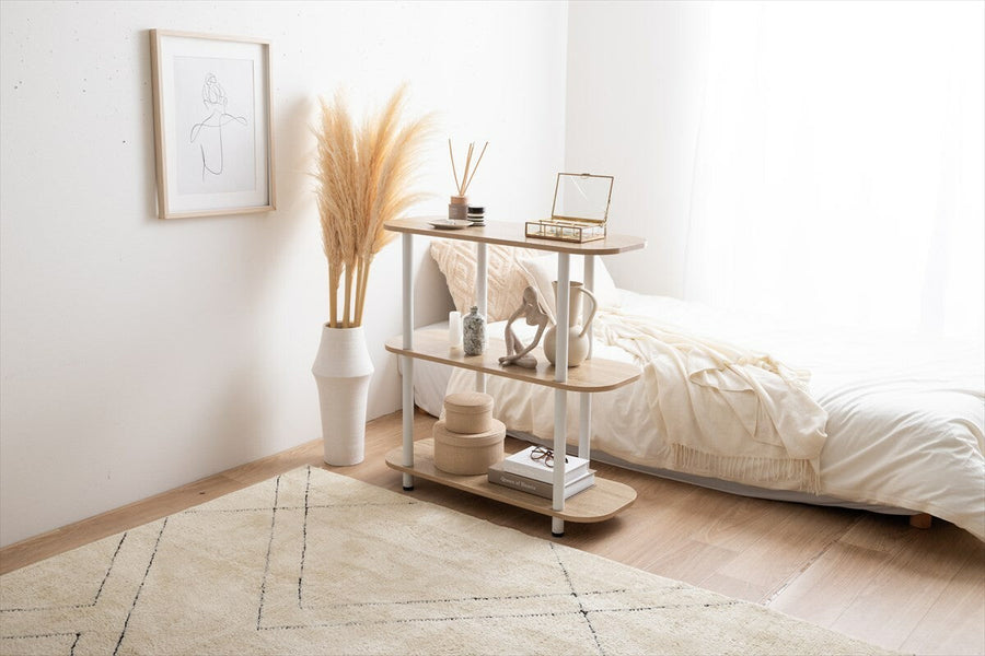 Korean interior style wooden board 3-tier rack