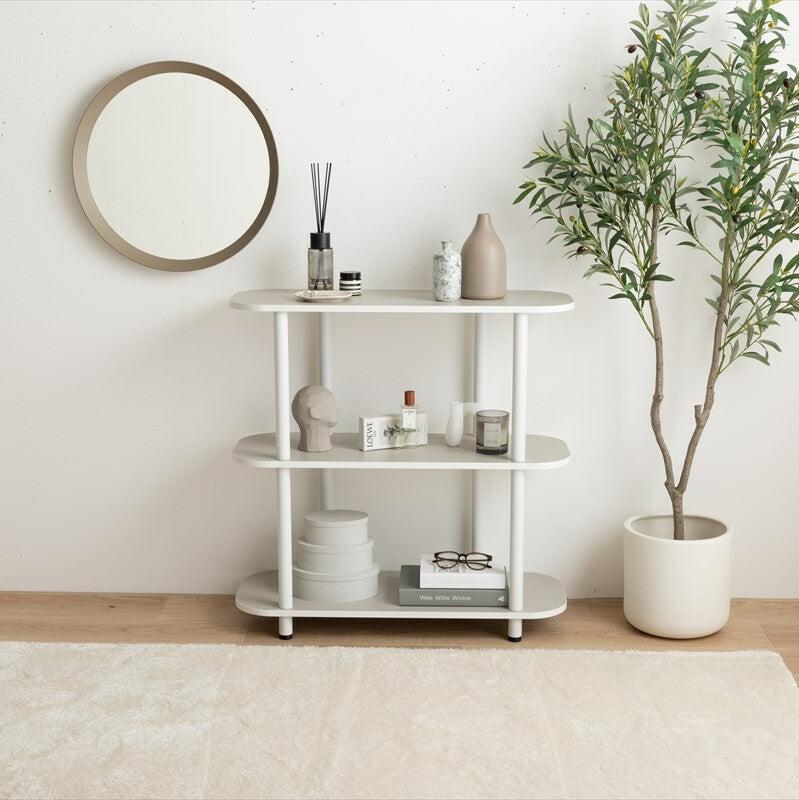 Korean interior style wooden board 3-tier rack