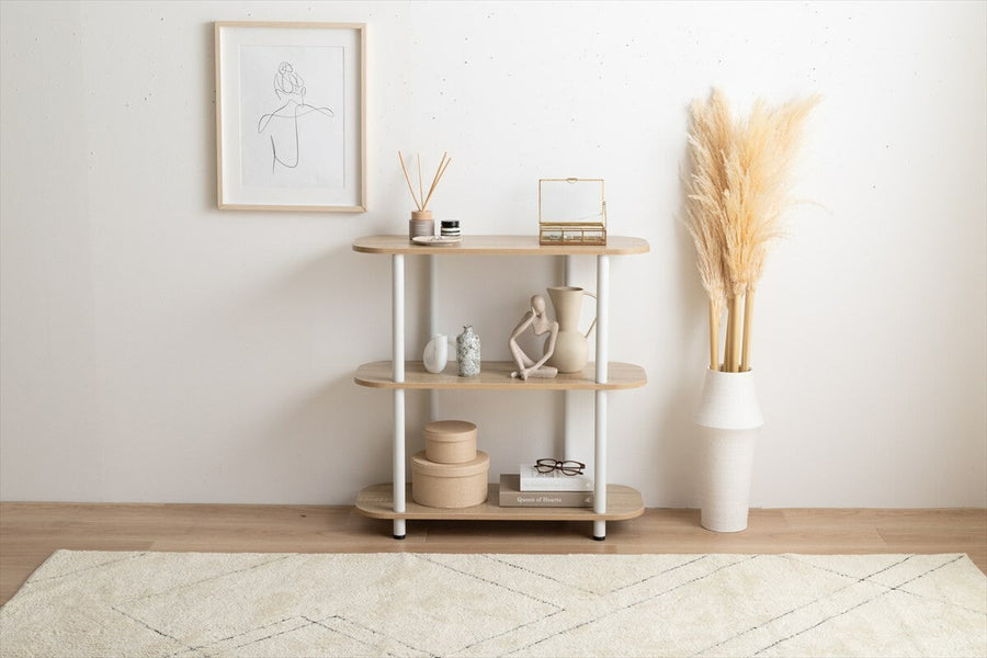 Korean interior style wooden board 3-tier rack