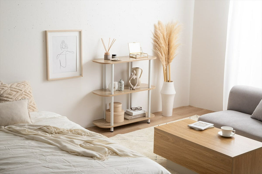 Korean interior style wooden board 3-tier rack