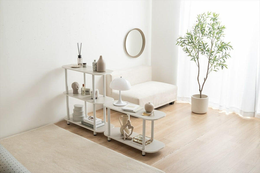 Korean interior style wooden board 3-tier rack