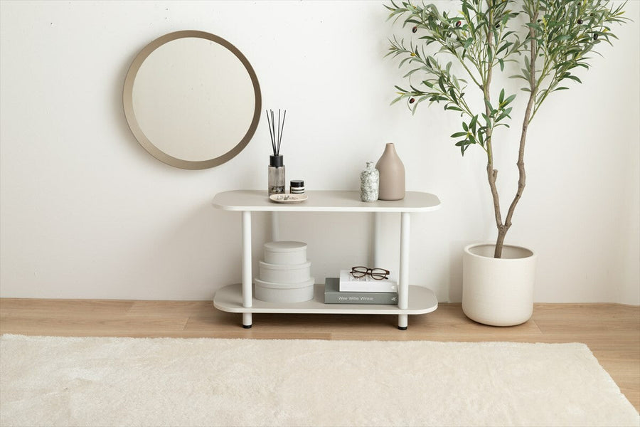 Korean interior style wooden board two-tier rack