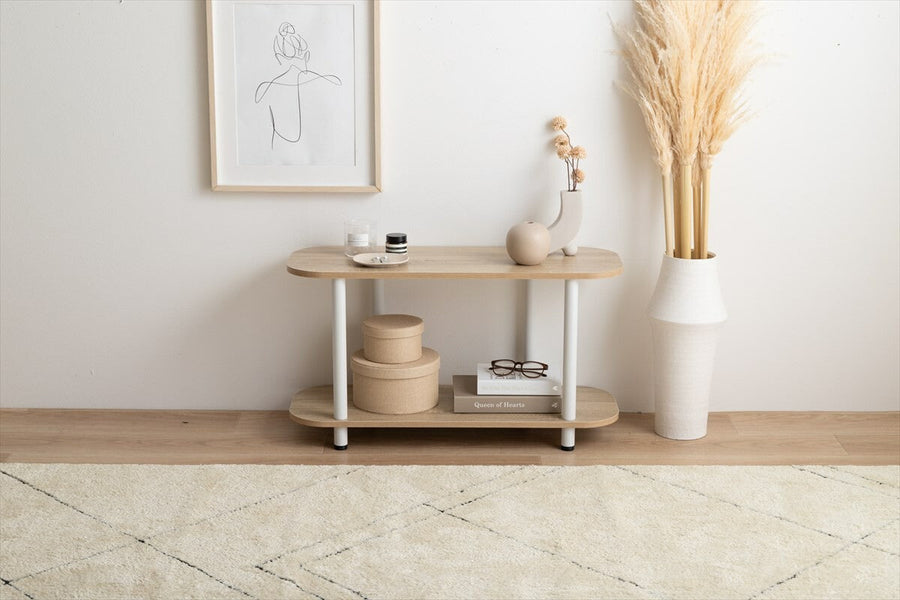 Korean interior style wooden board two-tier rack