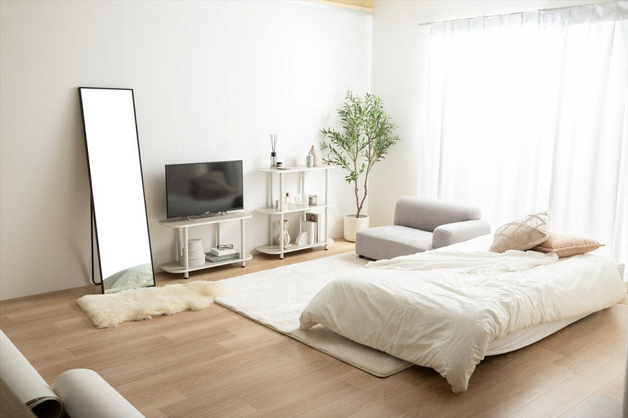 Korean interior style wooden board two-tier rack